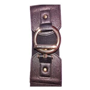 Vince Camuto Circle Bar Interlock Stretch Black Belt Size L/XL Quiet Luxury